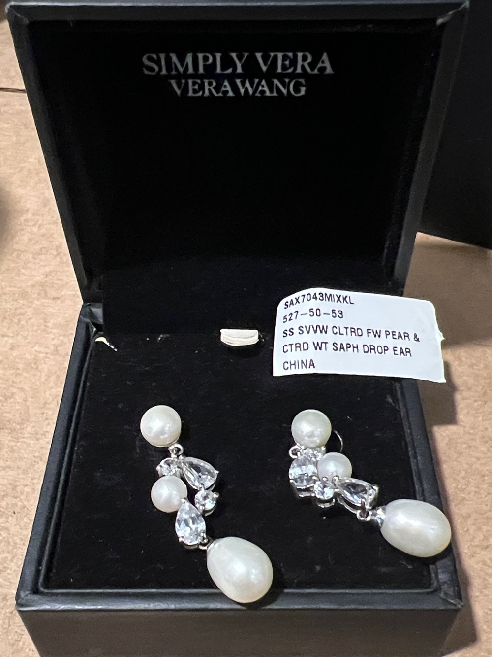 Simply Vera Vera Wang White Sapphire and FWPearl and Clear Crystal Drop Earrings
